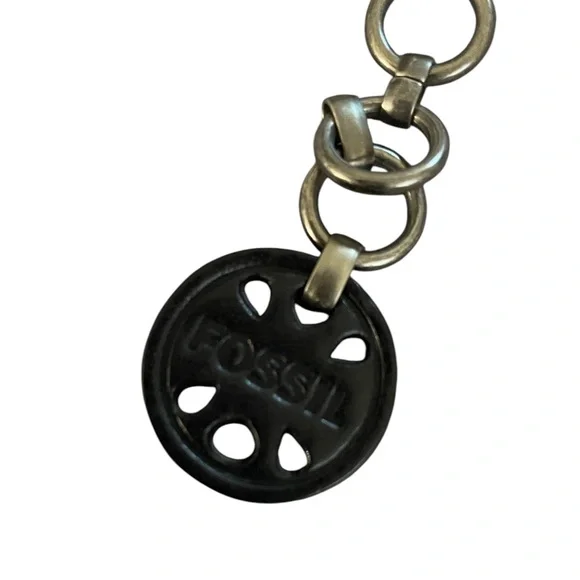 FOSSIL Men's Leather & Metal Belt Accessories Black & Silver Tone Waist 34”-36” - Picture 4 of 8